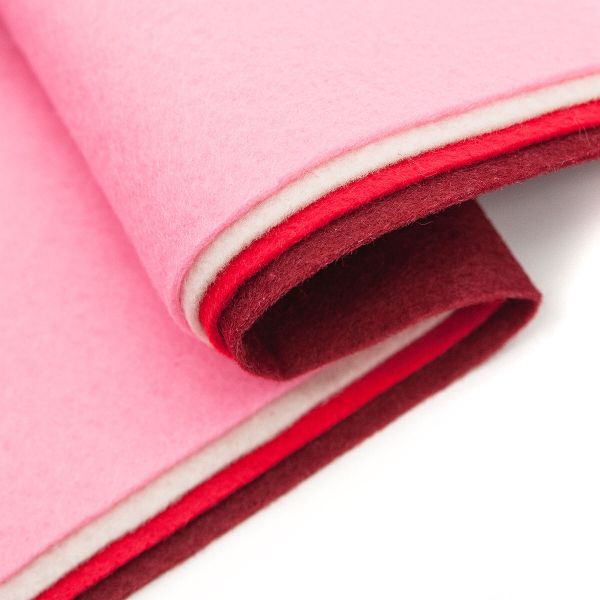 Фетр листовой мягкий ассорти 1.4 мм, 180гр, 20х30см, 4 штук Astra&Craft (2 розовый, бежевый, красный, бордо)