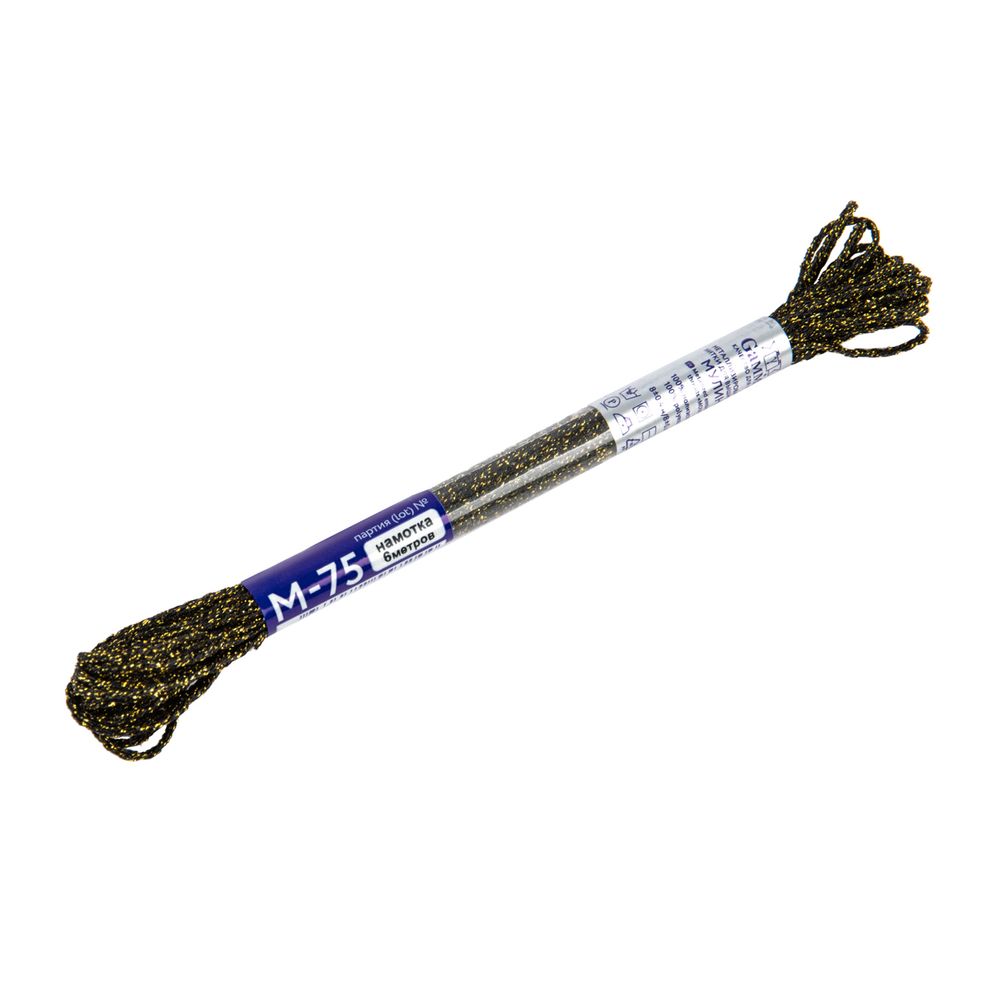 Мулине Gamma металлик NM 12 мотков по 6 метров, M-75 черный/золотистый, Gamma MOULINE