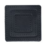 Набор заплаток пришивных из кожи, квадрат 4см, 6см и 8см, с перфорацией, 3 шт, 100% кожа (05 темно-синий), 9402