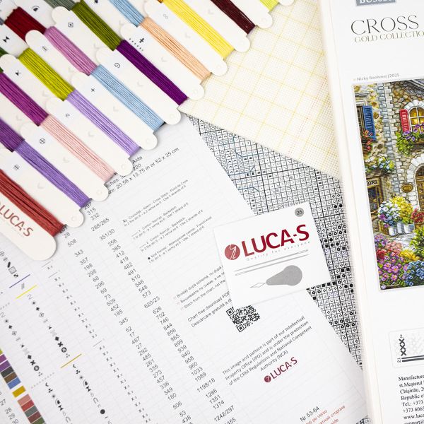 Набор для вышивания нитками Luca-S, Кафе Фиори, 52х35 см