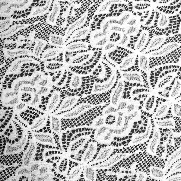 Кружево бельевое эластичное 300 мм / 3.4 метра, цвет белый