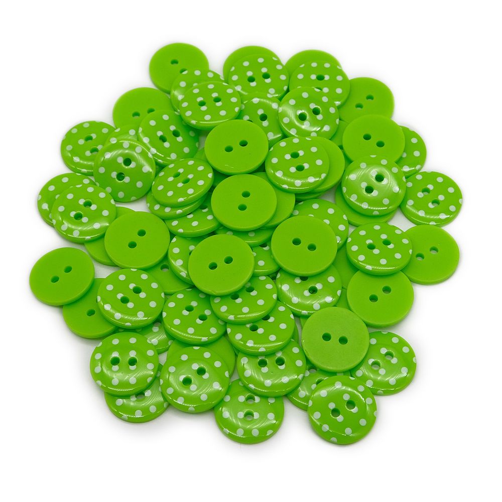 Пуговицы детские Горошек 24L (441 салатовый) Q7125-FSS, 72 шт