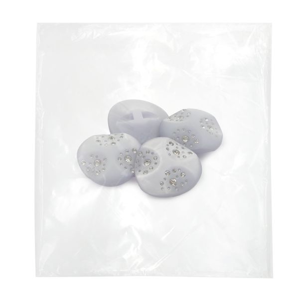 Пуговицы на ножке пальтовые со стразом (пластик) 676415 (серебро), 4 шт