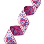 Лента (тесьма) жаккардовая 32.0 мм / 25±1 метров, рис. 9581 Гжель, (3 белый/красный/синий) С1853Г17