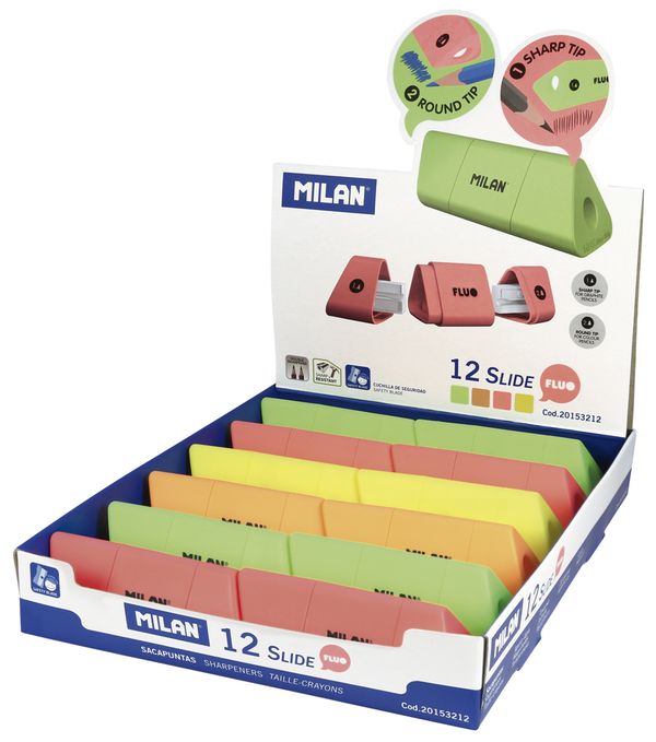 Точилка пластиковая SLIDE 12 шт, 20153212, Milan