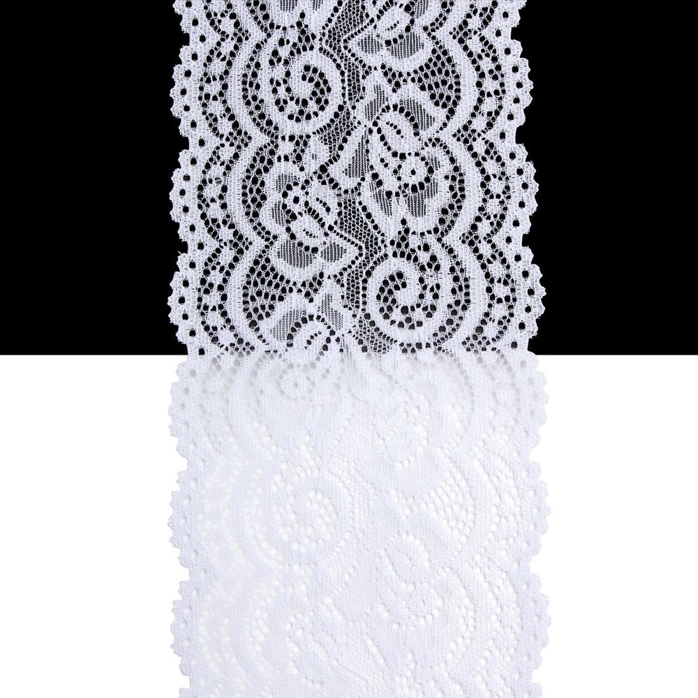 Кружево эластичное (стрейч) 100 мм / 3 метра, C501 белый