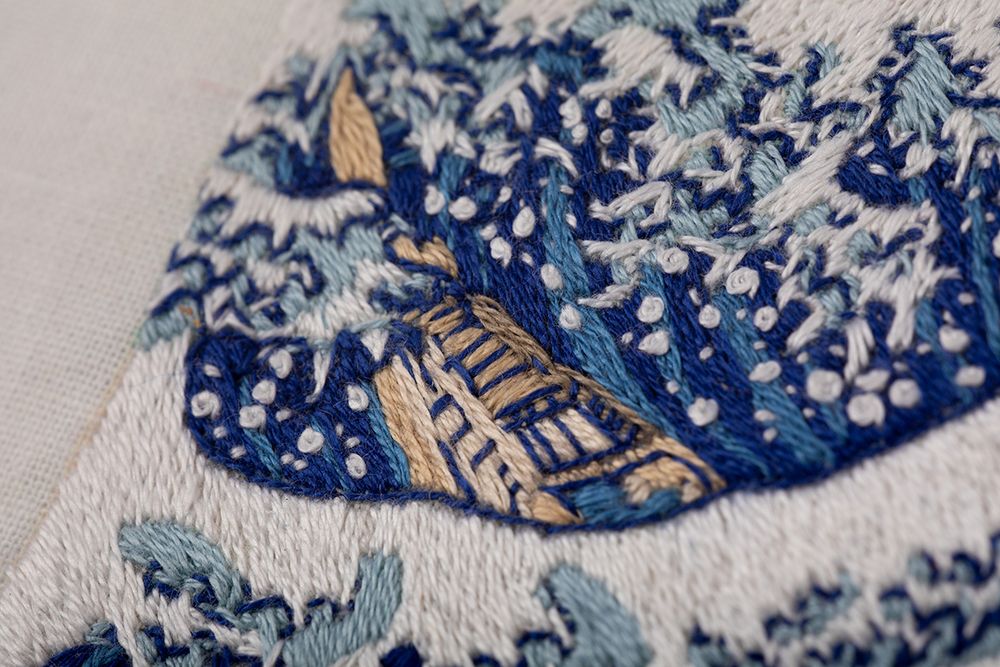 Набор для вышивания нитками Panna, Живая картина. Большая волна в Канагаве, 15х10 см