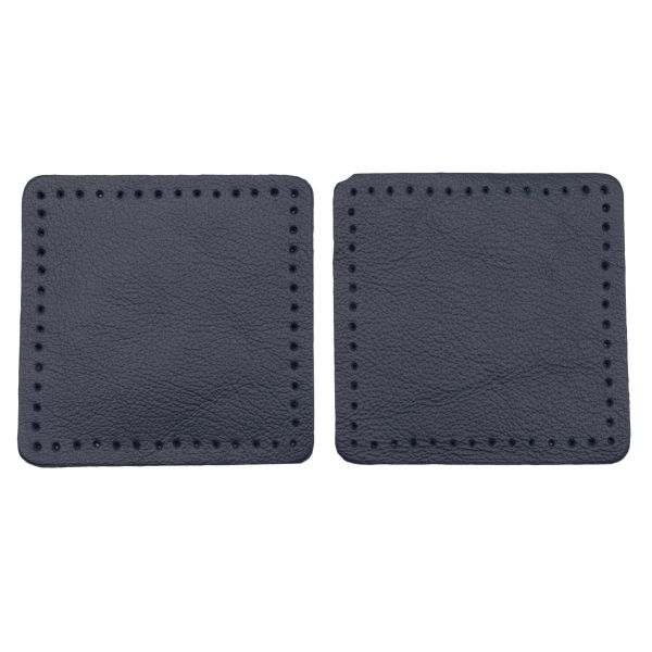 Заплатки пришивные из кожи, квадрат 6см с перфорацией, 2 шт, 100% кожа, 05 темно-синий, 9112