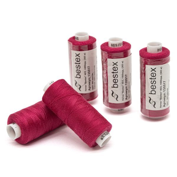 Нитки швейные бытовые Bestex 40/2, 365 м (400 ярд) / 10 кат., 065 мальва