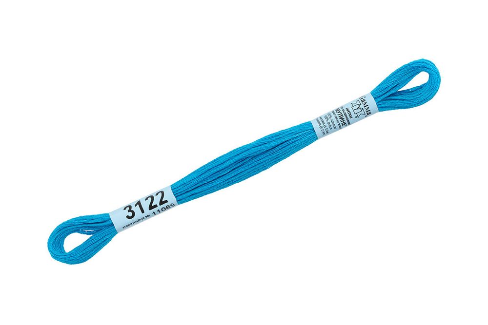 Мулине Gamma 100% хлопок, цв.3122 яр.голубой, 24 мотка по 8 метров