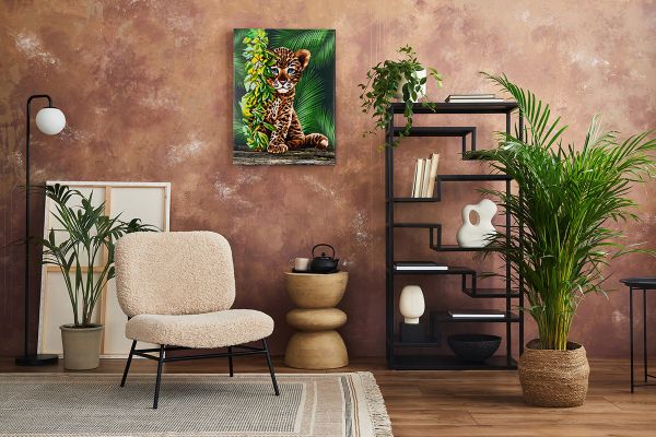 Алмазная (кристальная) мозаика Фрея, на подрамнике Малыш Леопард, 30х40 см