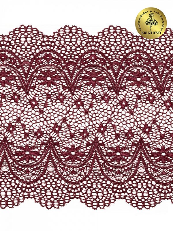 Кружево бельевое эластичное 220 мм / 3 м, цв.076 сливовое вино, Kruzhevo