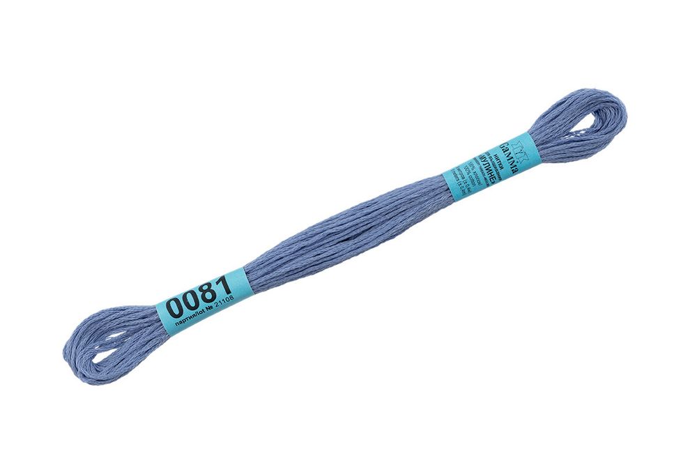 Мулине Gamma 100% хлопок, цв.0081 серо-голубой, 24 мотка по 8 метров