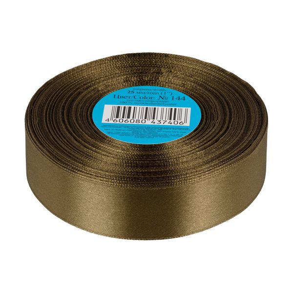 Лента атласная 1-сторонняя 25.0 мм / 33±2 метра, 144 т.хаки, Gamma