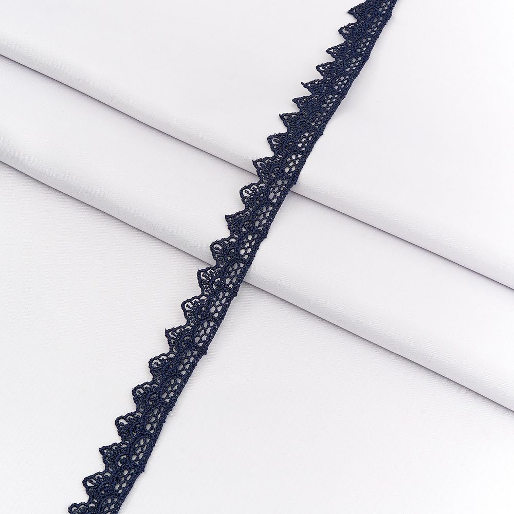 Кружево гипюр (плетёное) 20 мм / 13.7 метров, цв. т.синий, 21456