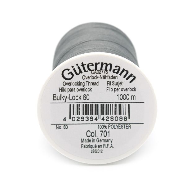 Нитка текстурированная Gutermann Bulky-Lock 80, 1000 м, 701 перламутрово-грифельный, 5 катушек