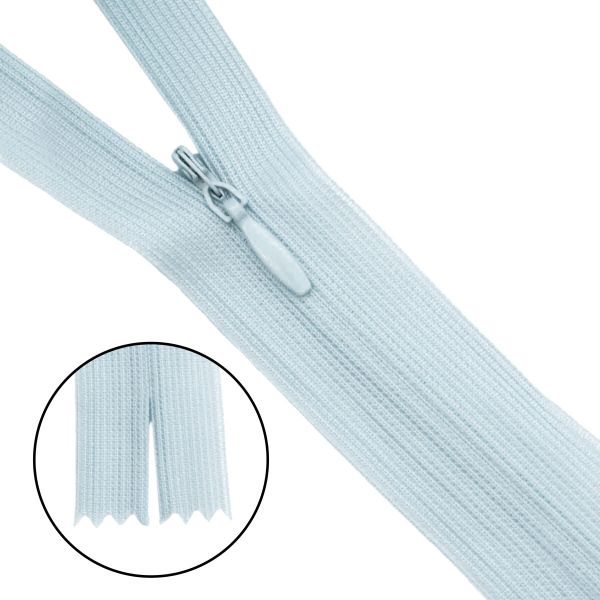 Молния потайная (скрытая) Т3 (3 мм) 1 зам., н/раз., 50 см, нейлон, F182 голубой, 10 шт