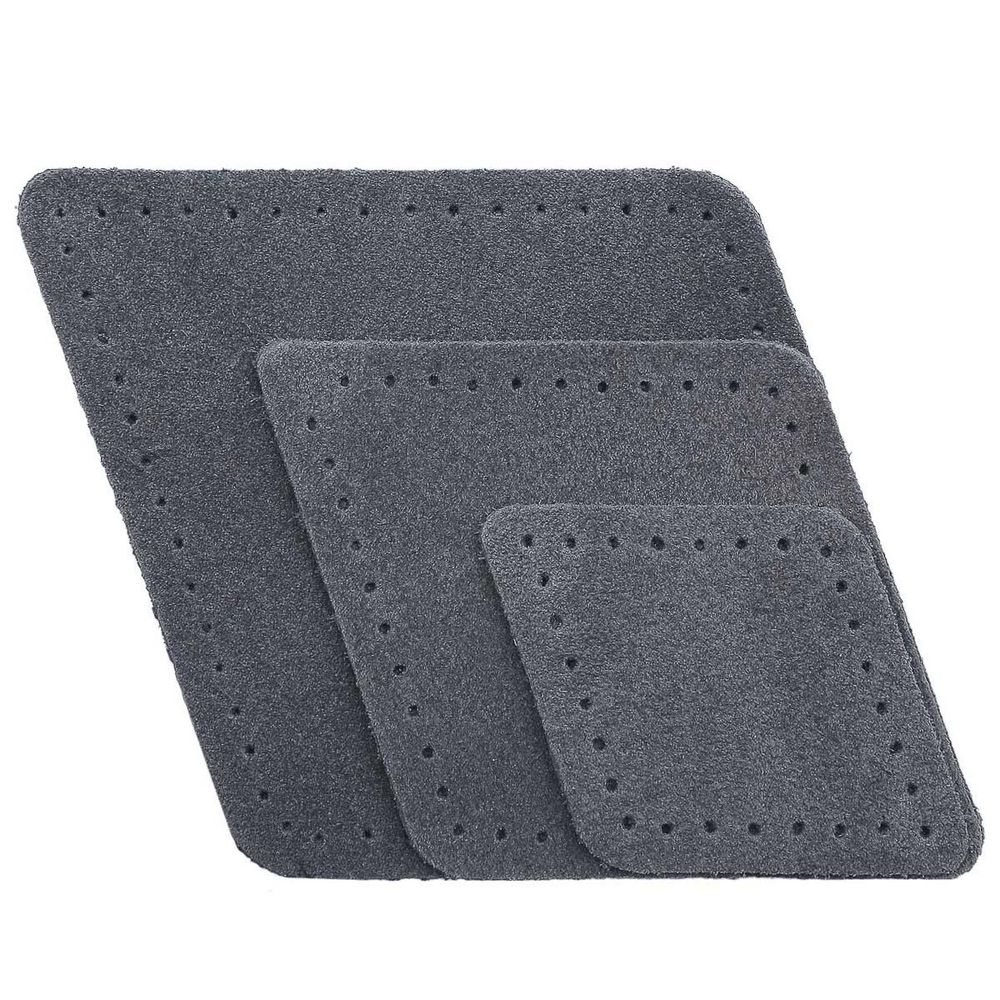 Набор заплаток пришивных из замши, ромб 4х5,6см, 6х8,4см, 8х11,2см, с перфорацией, 3 шт (26 серый), 59405