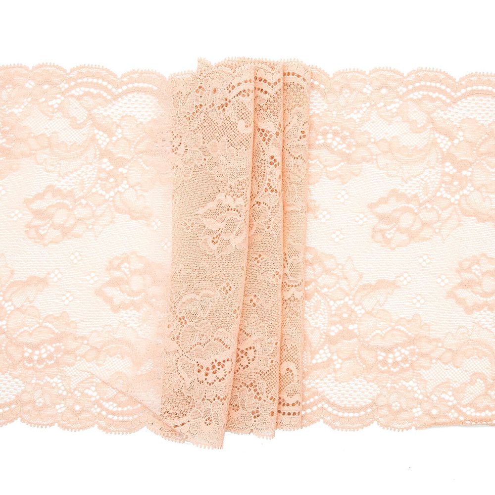 Кружево бельевое эластичное 235 мм / 10 м, розовый