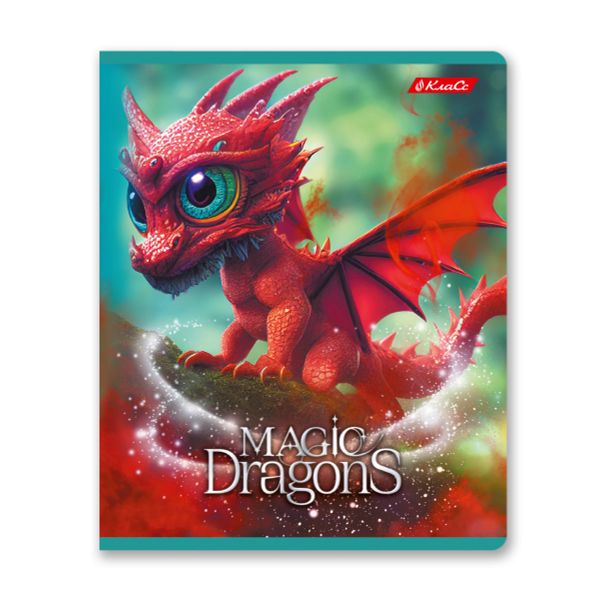 Тетрадь ученическая общая, выборочный лак, A5+ 48 л. на скобе 65 г/м², белизна 100%, 10 шт, клетка в термоусадочной пленке, 000750 Дракоша, Светоч 48ТЕТк-003