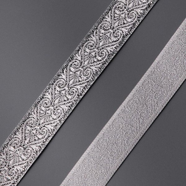 Тесьма металлизированная Дамаск 22мм / 10м (серебро), 22071