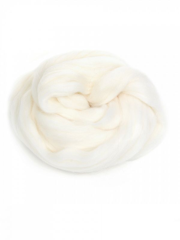 Шерсть для валяния Пехорка Гребенная лента п/тонкая 1х50 г (27-28 мкр), 001 белый