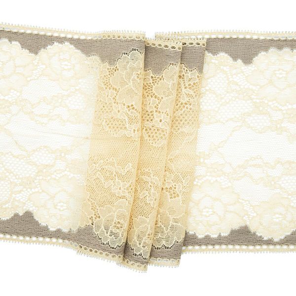 Кружево бельевое эластичное 190 мм / 10 м, 7735043 бежевый