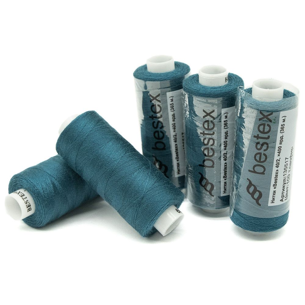 Нитки швейные бытовые Bestex 40/2, 365 м (400 ярд) / 10 кат., 109 темно-бирюзовый
