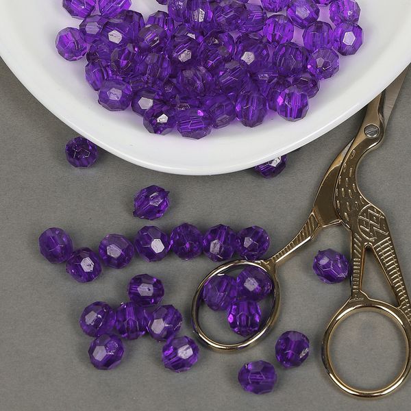 Бусины акрил ⌀10 мм, цв. 07 фиолетовый, 50 г, Magic4Hobby