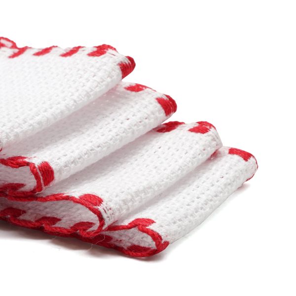 Канва лента 35 мм / 1.5 метра, 100% хлопок Bestex (белый/красный)