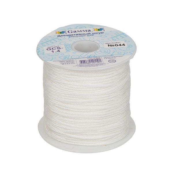 Шнур декоративный для плетения ⌀1.4 мм, 50 м, цв. 044 белый, Gamma GCS-1.4