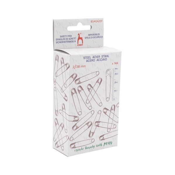 Булавки английские l=38 мм, сталь, 144 шт, Pony, 85404/07