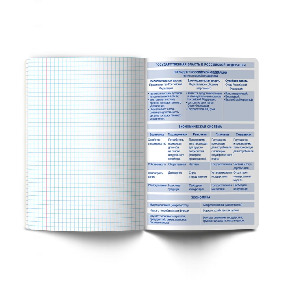 Тетрадь со справочным материалом Академия наук, A5 48 л. на скобе 60 г/м², белизна 90 %, 10 шт, клетка, 01283 Академия наук Обществознание, Светоч Т137