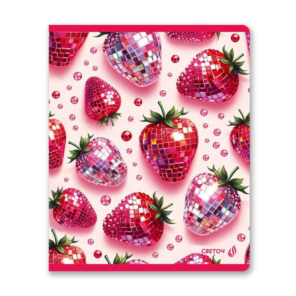 Тетрадь ученическая общая, выборочные блёстки, A5+ 48 л. на скобе 65 г/м², белизна 100 %, 10 шт, клетка, 01129 Микс-Розовый кристалл, Светоч Т83