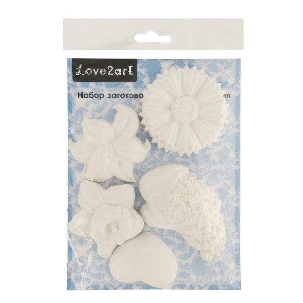 Заготовка из гипса 21х16х2 см, 5 шт, Цветы, Love2art ВА-10