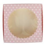 Коробка с окном для печенья 11.5х11.5х3 см, №1 Горошек розовый, S-Chief CBC-015