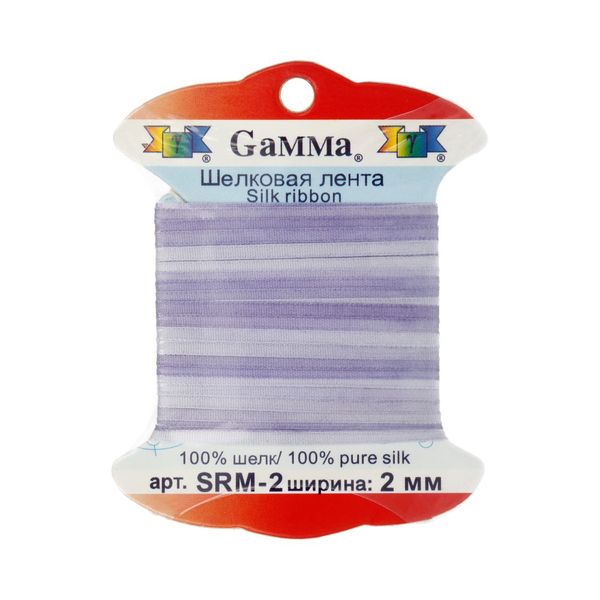 Лента (тесьма) шелковая 2.0 мм / 9.1±0.5 метров, M030 сиреневый/т. сиреневый, Gamma SRM-2