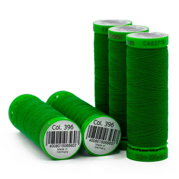Нитки для тонких тканей Gutermann Extra Fine 150, 200м, 396 ярко-зеленый, 5 катушек