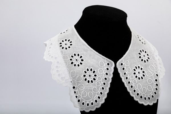 Пришивной кружевной воротник шитьё 12.5 см, 5 пар Турция, белый, Gamma VYEM-125-01