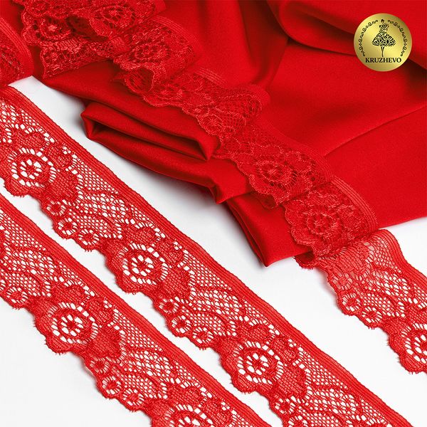 Кружево эластичное (стрейч) 30 мм / 5 метров, TBY.L839, цв.SD163 красный