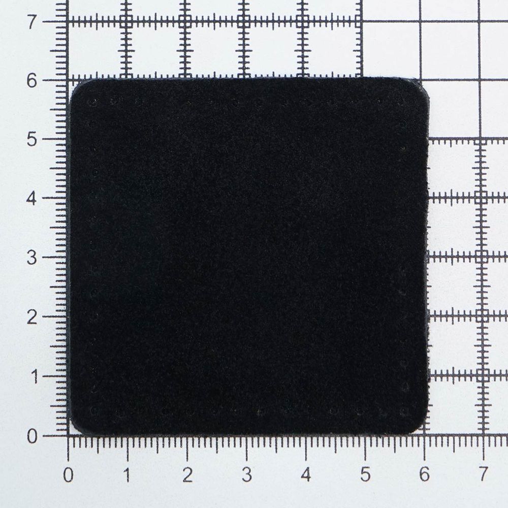 Заплатки пришивные из замши, квадрат 6см с перфорацией, 2 шт, 100% кожа, 20 черный, 59112