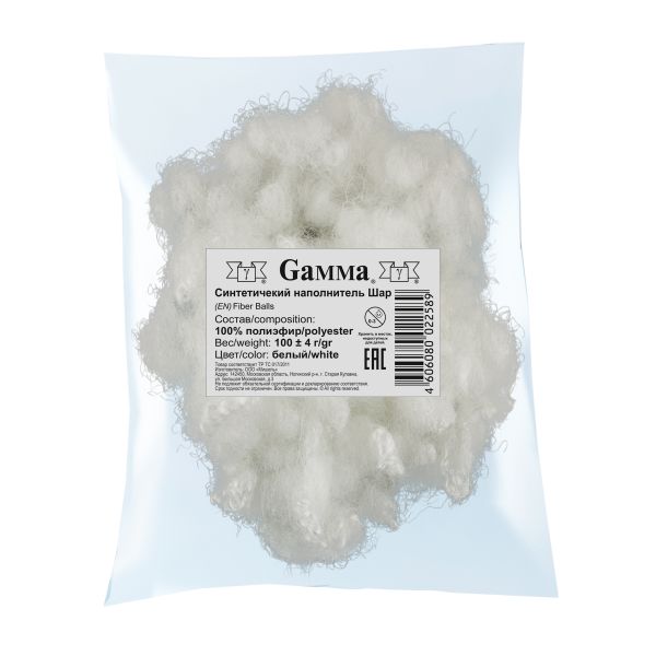 Синтетические шарики (синтетический наполнитель) 100±4 г, 100% полиэфир, белый, Gamma