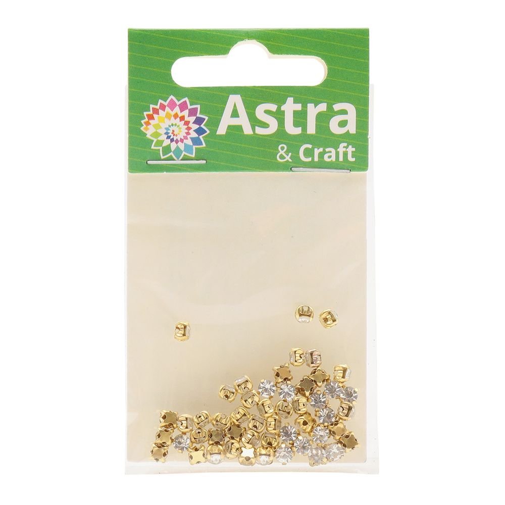 Хрустальные стразы в цапах/золото, 4мм, 50 шт/упак, Astra&Craft (прозрачный), 4AR159/166