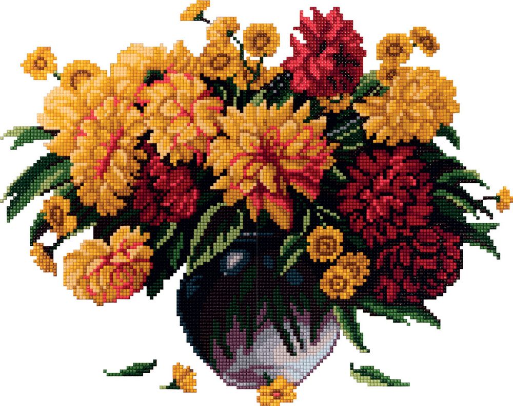 Алмазная (кристальная) мозаика Фрея, Георгины 40х30 см
