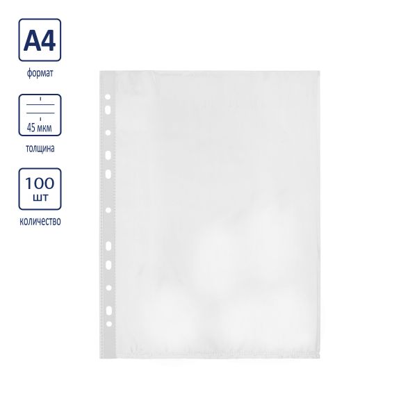 Файл-вкладыш А4 45 мкр. матов., 100 шт, Classic, прозрачный, Expert Complete