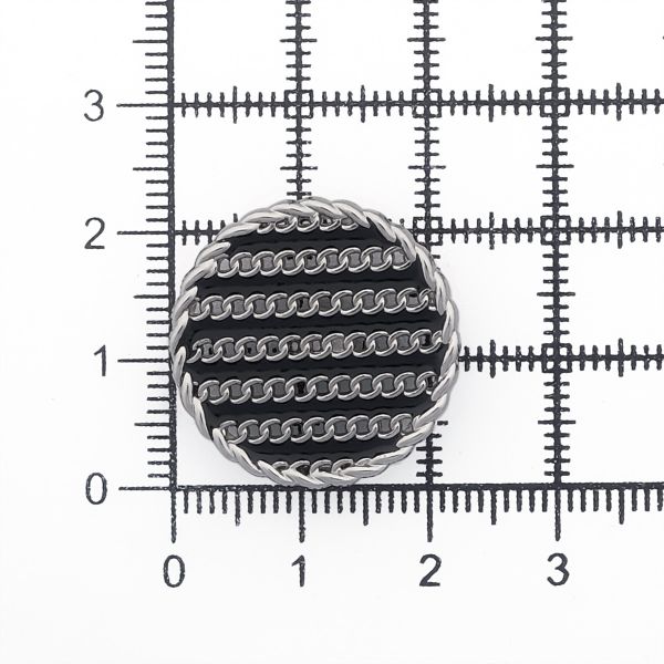 Пуговицы на ножке Твидовая 36L (23мм), металл (Black/S (черный/серебро)), ME-651, 36 шт