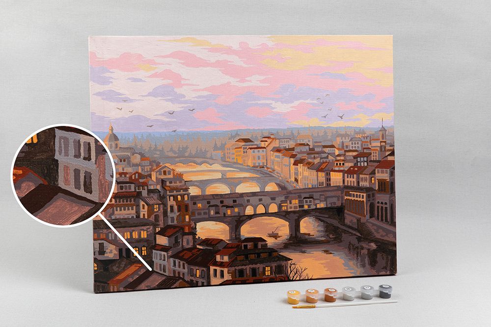 Картина по номерам Фрея, Рассвет над городом, 50х40 см