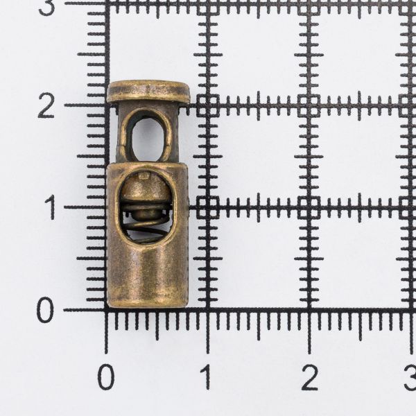 Фиксатор (зажим) для шнура металл 20х8 мм, ⌀3.5 мм, металл (латунь), 20 шт