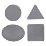 Набор заплаток пришивных из кожи, круг, квадрат, треугольник, овал 6см, с перфорацией, 4 шт (07 серый), 9723