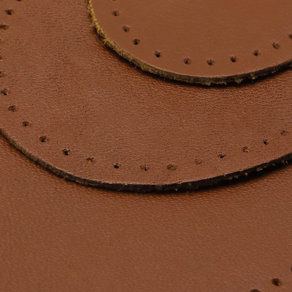 Набор заплаток пришивных из кожи, овал 4х5,5см, 6х8,2см, 8х10,9см, с перфорацией, 3 шт (02 светло-коричневый), 9404